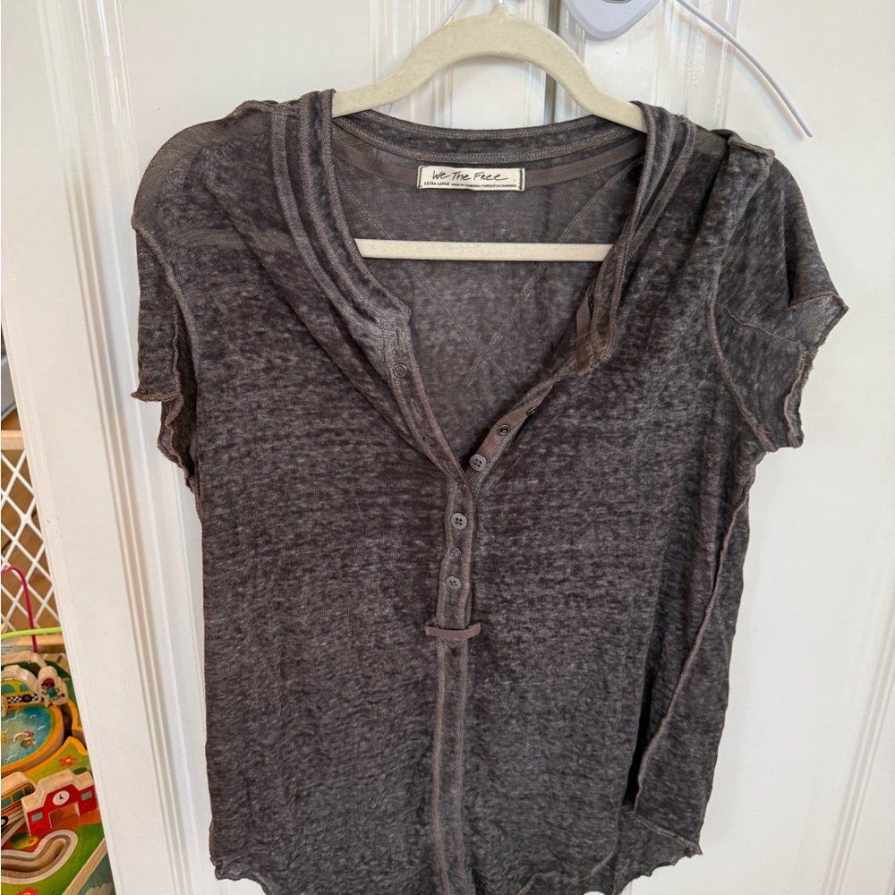 We The Free Charcoal Button Down Shirt